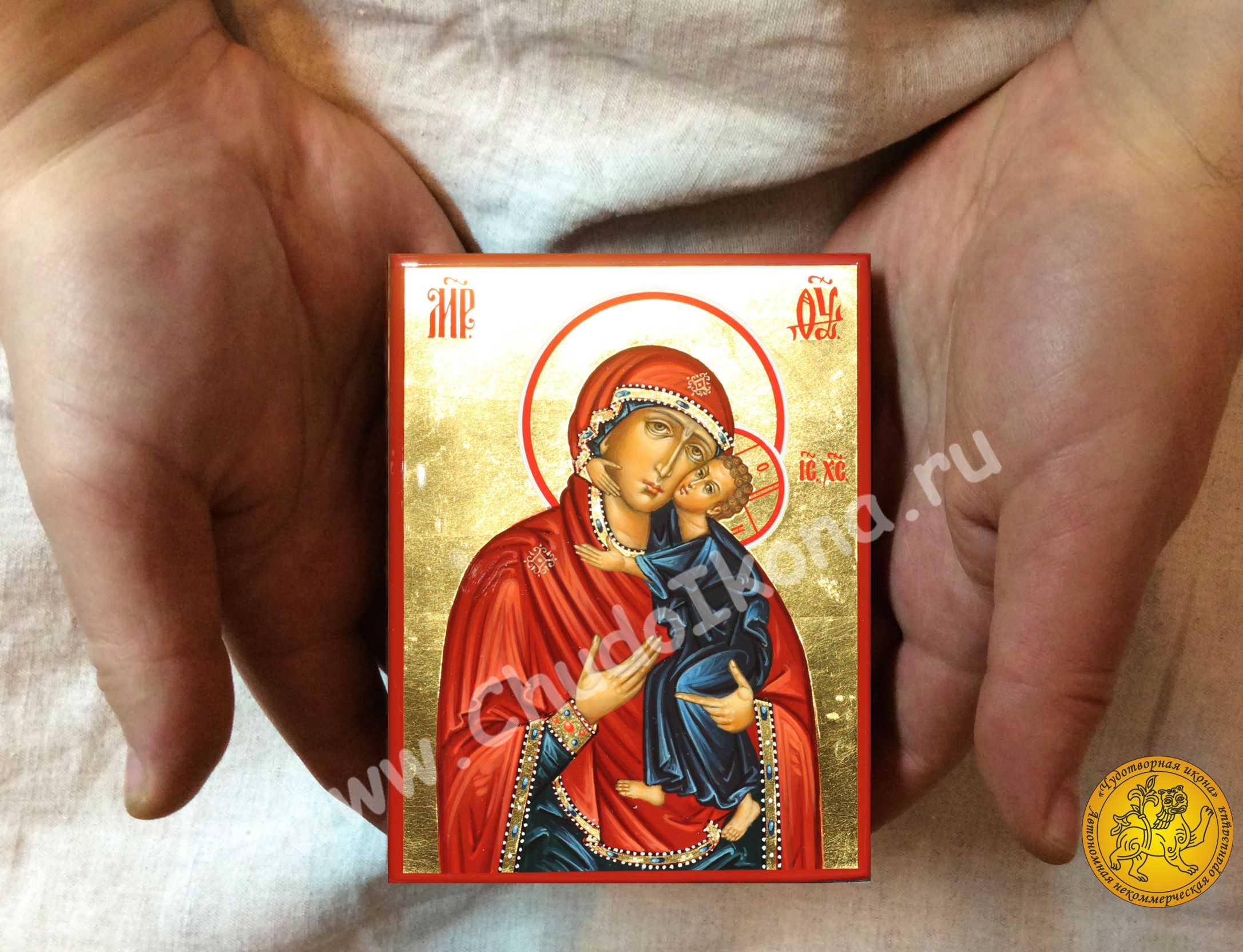 Рукописная икона Толгской Божией Матери